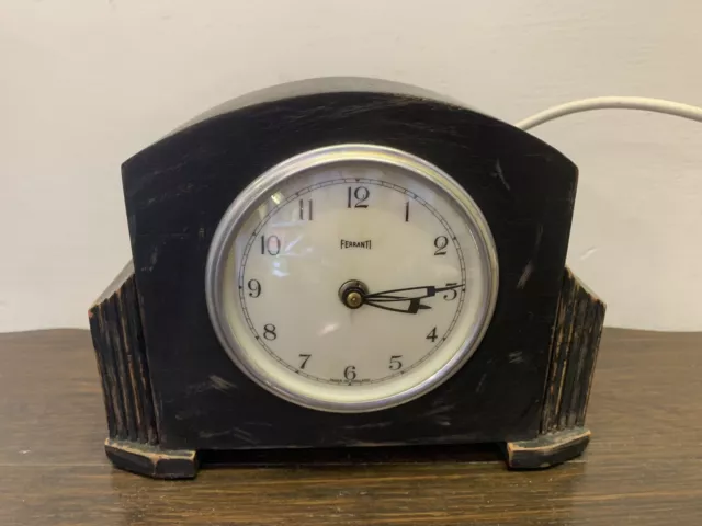 Vintage electric mantle clock “Ferranti “ Art Deco  Mains C-1920s.