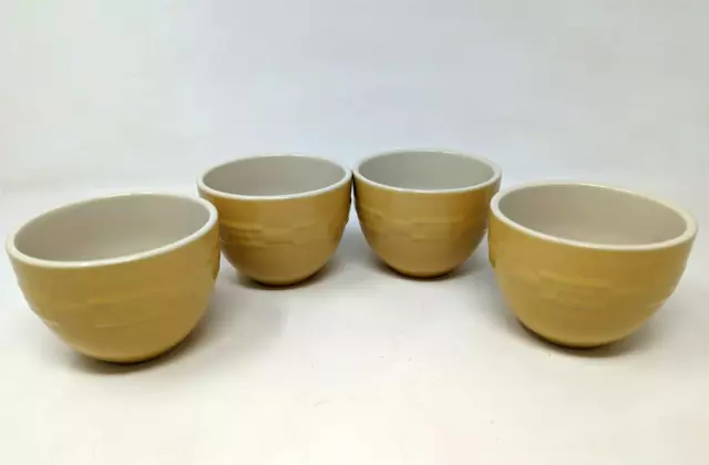 Longaberger Pottery Woven Traditions Mini 4" Nesting Bowls 4 Set Butternut PL22