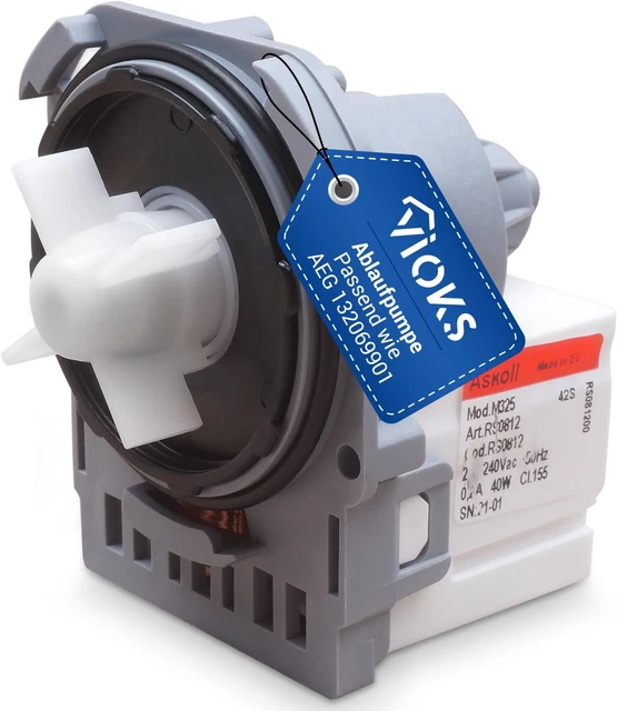 Pompa Di Scarico Completa Per Lavatrici Hoover (Codice 41042258) - Ricambio Originale Compatibile Con Modelli SE147, DWOA, DWOL E Altri