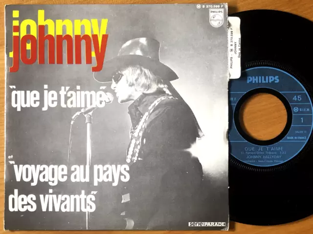 Johnny HALLYDAY Que Je T'Aime SP BIEM Pochette Papier Avec Languette EX+/EX