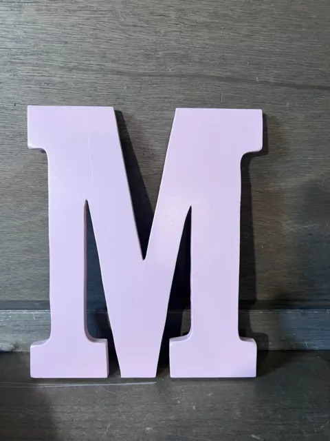 Pink Wooden M Letter Door  Alphabet  SIGN 8 X 6.5"