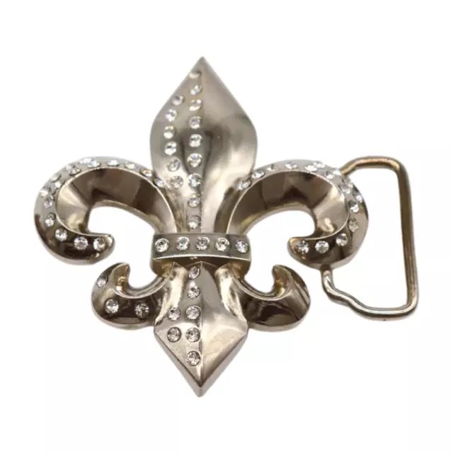 Men Silver Metal Belt Buckle Stylish Cool Fashion Accessory Fleur De Lis Flower