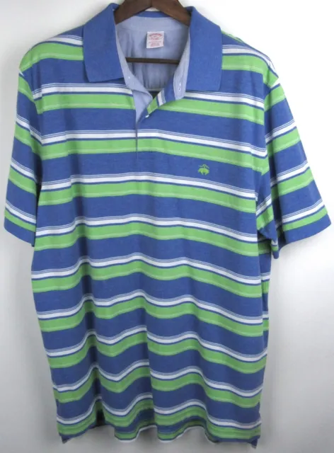 Brooks Brothers Stripe Green Blue Polo Shirt 2XL XXL