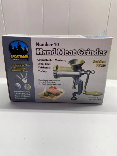 Table Top Hand Meat Grinder No. 10 Sportsman Series Buffalo Tools Cast Iron NIB