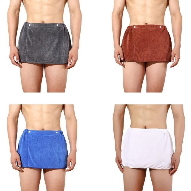 Men Wearable Bath Towel Short Pants Soft Coral Fleece Super Absorbent Swimming