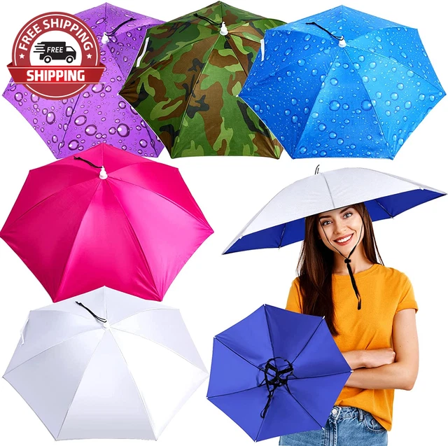 5 Pieces Fishing Umbrella Hat 30 Inch Adjustable Head Umbrella Foldable UV Prote
