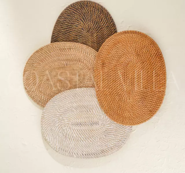 Oval Rattan sustainable placemats / Table mats set / Heat proof mats/table decor