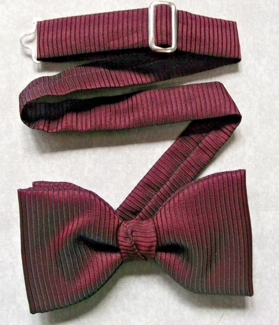 Vintage Bow Tie MENS Dickie Bowtie Adjustable Retro BURGUNDY RIBBED