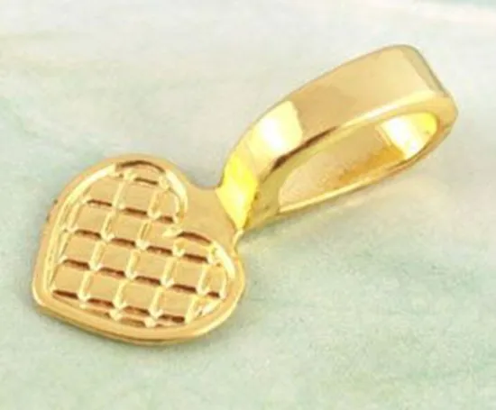 100 PCS Gold plate heart glue on bail Charms A11586GP