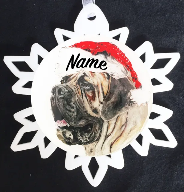 Santa Mastiff Dog Breed Personalized Christmas Ornament