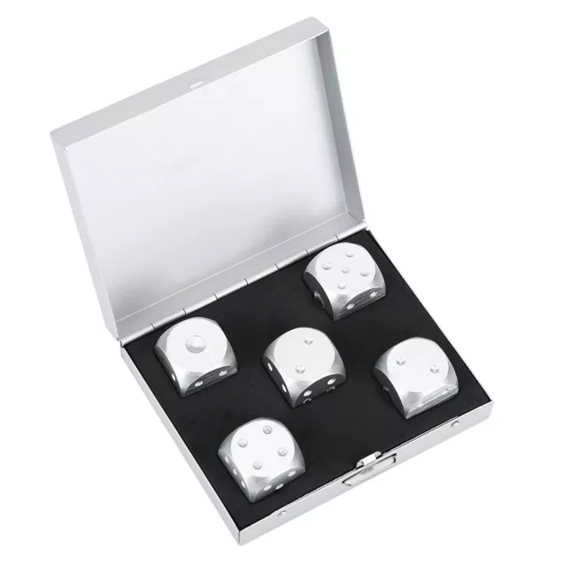 5pcs Aluminium Alloy Table Game Poker Games Dices Set With Storage Box RMM