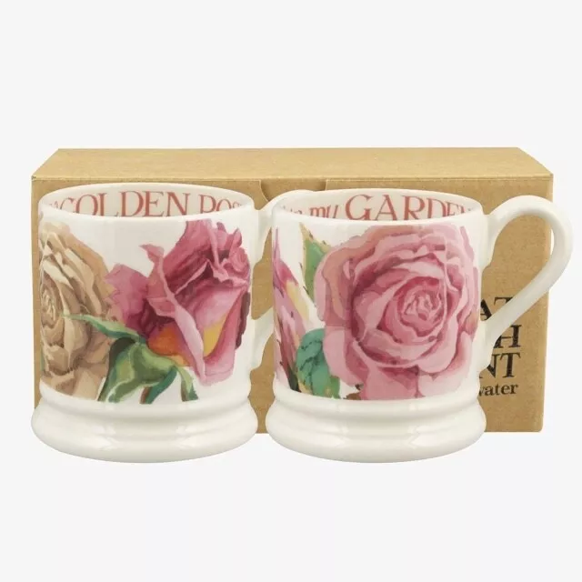 Emma Bridgewater Pottery - Roses All My Life 1/2 Pint Mugs Set of 2 -  Flowers