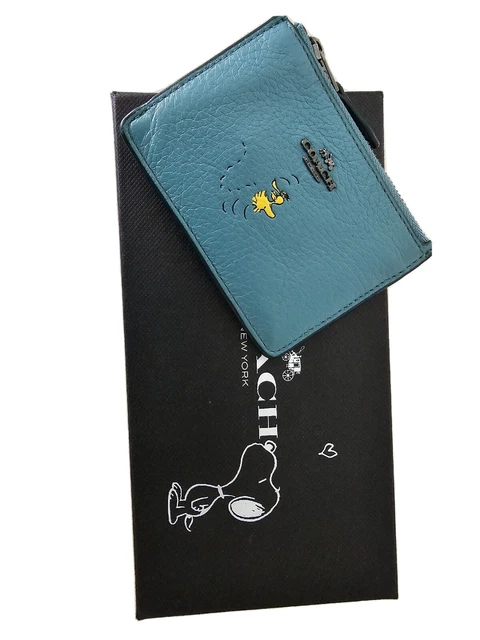 Coach x Peanuts  Woodstock Mini Skinny ID Key Chain Wallet  Blue Leather