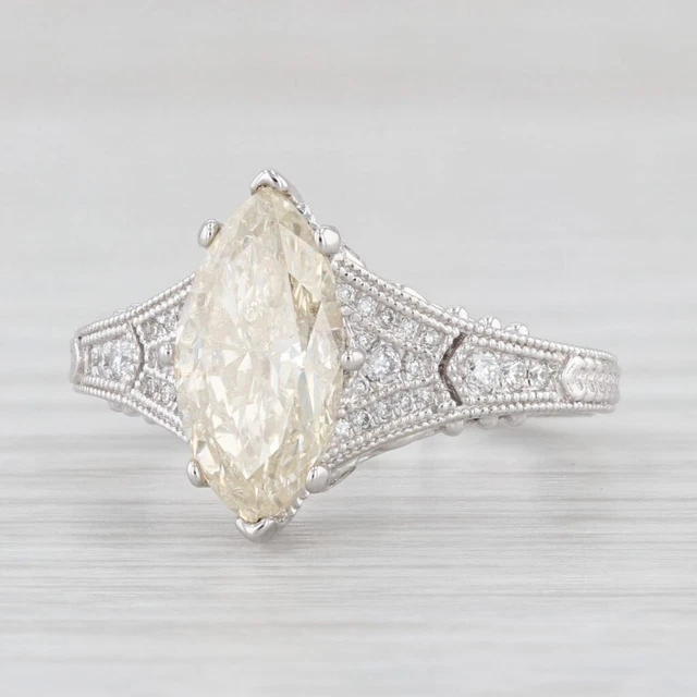 Neu 2.23ctw Diamant Marquise Solitaire Verlobungsring 14k Weißgold Größe 6.5
