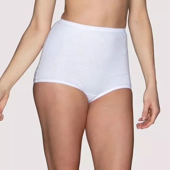 3 Pk Vanity Fair Lollipop Cuff Leg Cotton Brief Panty, White, Sz 12, new in pkg.