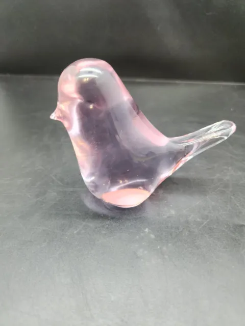Lilac Purple Art Glass Translucent Small Bird Paperweight Figurine