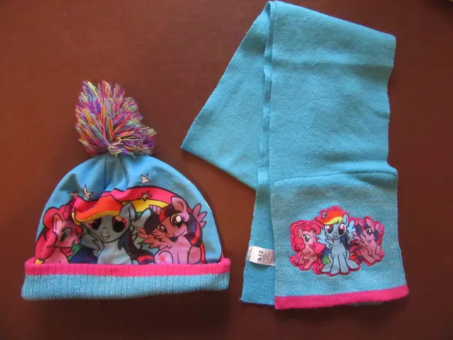 My Little Pony - Girls Matching Bobble Hat & Scarf Set - Age 8-12 Years