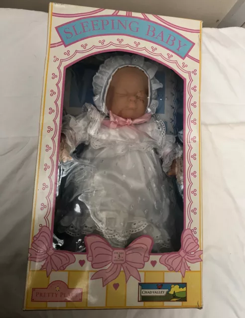 Vintage Chad Valley Pretty Place Sleeping Baby Doll Realistic Face Boxed+ Sealed