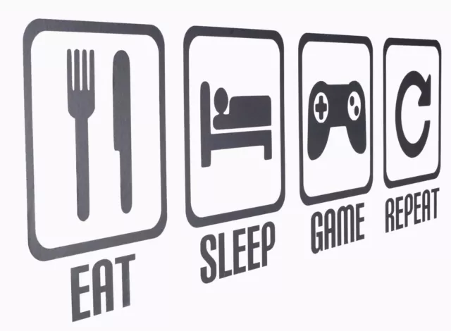 Eat Sleep Game Repeat - Decalcomanie/adesivi da parete giocatore - Vari colori