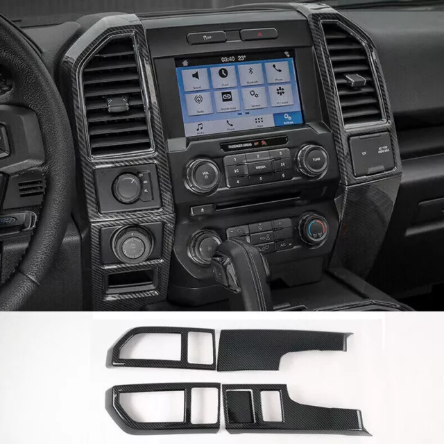 For Ford F150 2015-2020 Carbon Fiber ABS Central Air Outlet Vent Cover Trim 4Pcs