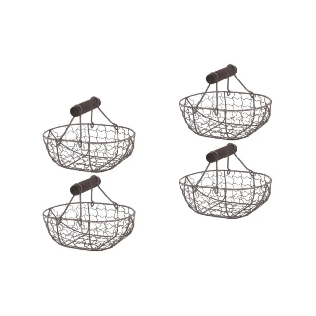 4 piezas cesta de almacenamiento de hierro forjado cestas decorativas estante para huevos