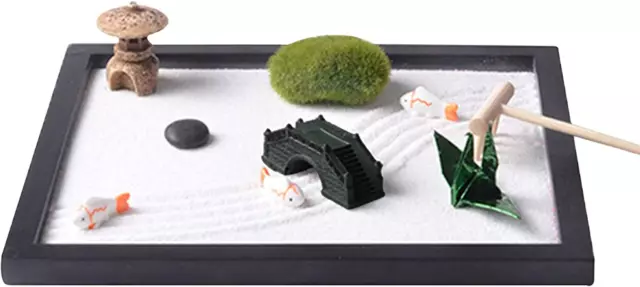 Zen Garden, Mini Meditazione Rock and Sand Garden Con Rastrello per Home Office