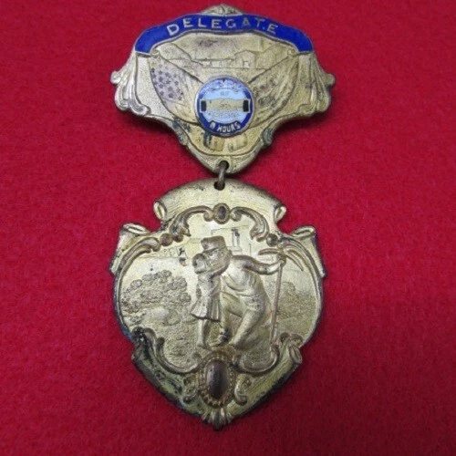 Antique Vintage Coal Miner's United Mine Workers of America Delegate Badge UMWA