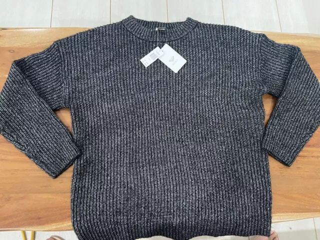 Womens BNWT Roxy Woolen Black And Grey  Jumper Size Large 12 Ladies City Beach