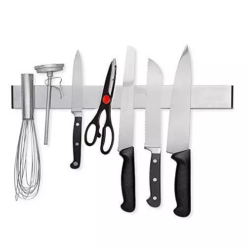 Bande de couteau magnétique forte porte-couteaux magnétique avec 3  crochets, porte-couteaux magnétique pour ustensiles et outils