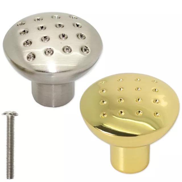 DIMPLE KNOBS Brass/Nickel Metal Kitchen Cupboard Drawer Cabinet Door Pull Handle
