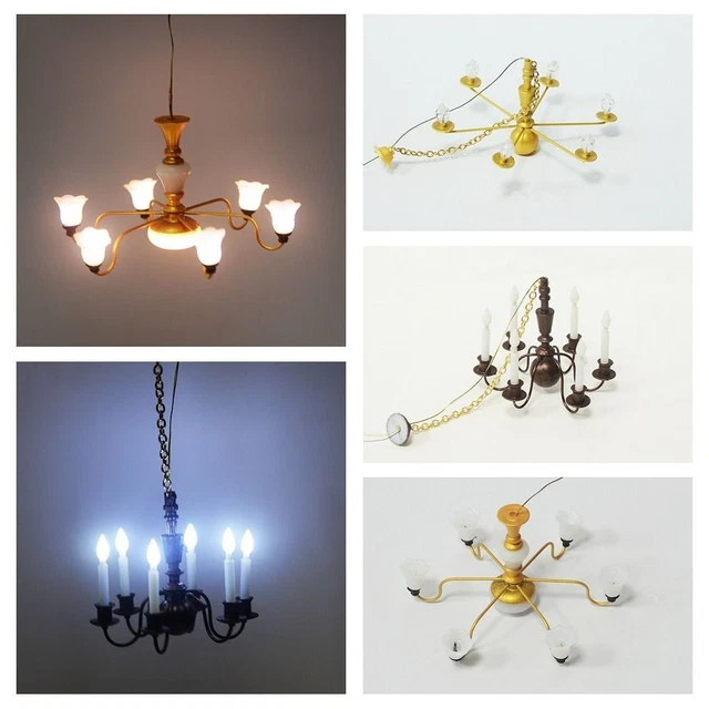 Ceiling Lamp Miniature LED Light Dollhouse Chandelier Doll House Furniture