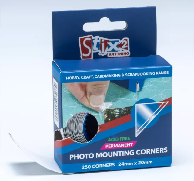 250 Clear Photo Mounting Corners Acid Free Permanent Album Scrapbook Adhesive