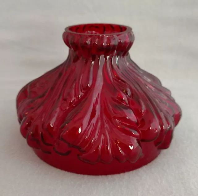 4 inch PLUME SHADE DARK RUBY GLASS for MINIATURE OIL LAMPS - New