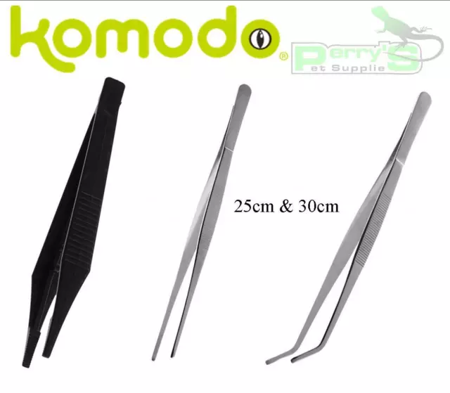 Komodo Feeding Tongs Tweezers 25cm 30cm Straight Angled Plastic Reptile Tongs