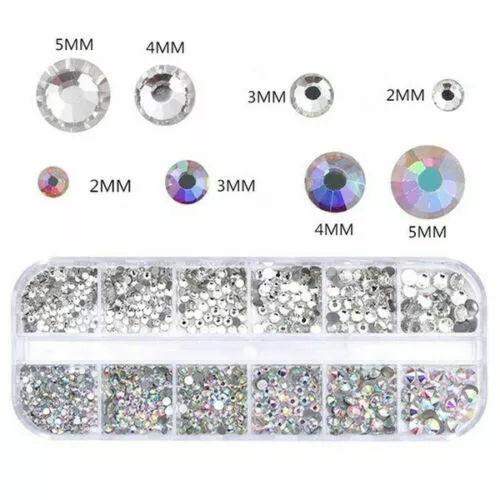 Crystal AB Rhinestones Nail Art Gems Diamante Round 3D Decoration Glitter 1  Box