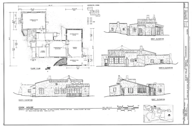 Southwestern style cottage plans, adobe home, printed architectural drawing 2