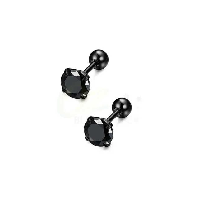 1 Pair Ear Studs Zirconia Surgical Steel Earring Piercing Screw Ball Jewellery