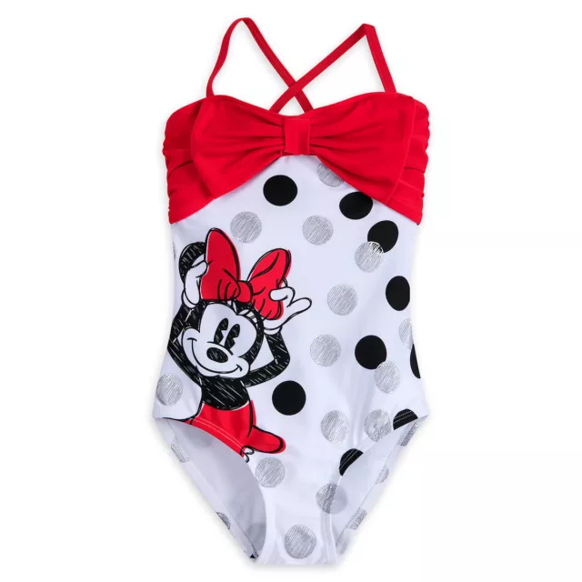 NWT Disney Store Minnie Mouse Dots Swimsuit Girls UPF 50+ 3, 4, 9/10
