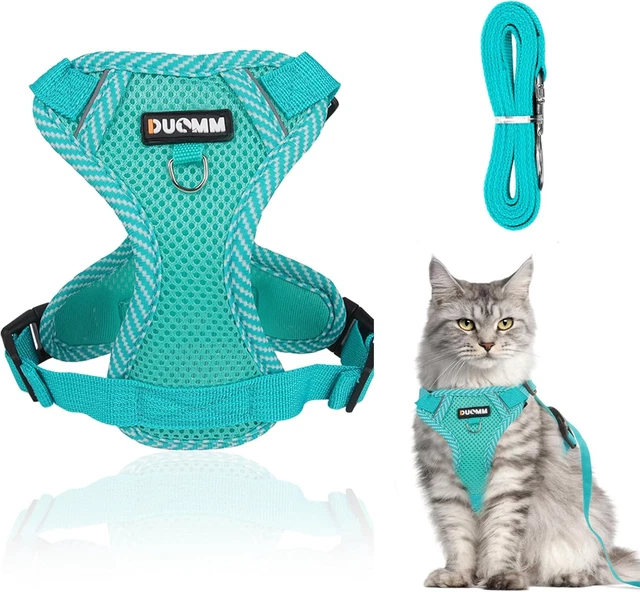 Pettorina Regolabile Per Gatti Con Guinzaglio - Taglia M (34-40 Cm), Blu, Antifuga E Morbida - Foto 5