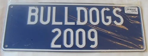 Bulldogs 2009 White On Black Pressed Number License Plate Tin Decoration Gift