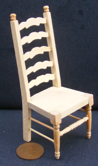Natural Finish Wooden Ladder Back Chair 1:12 Scale Dolls House Miniature 104