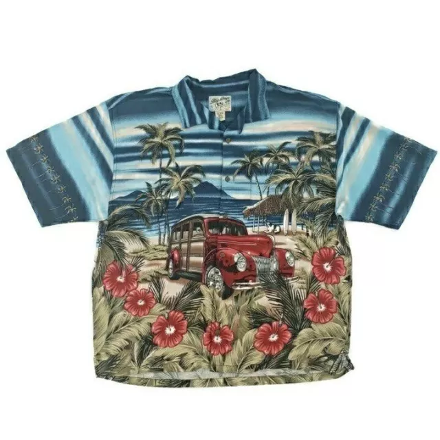 Chemise authentique Big Dogs Hawaiian Aloha classique Woodie voiture plage camp homme taille XL