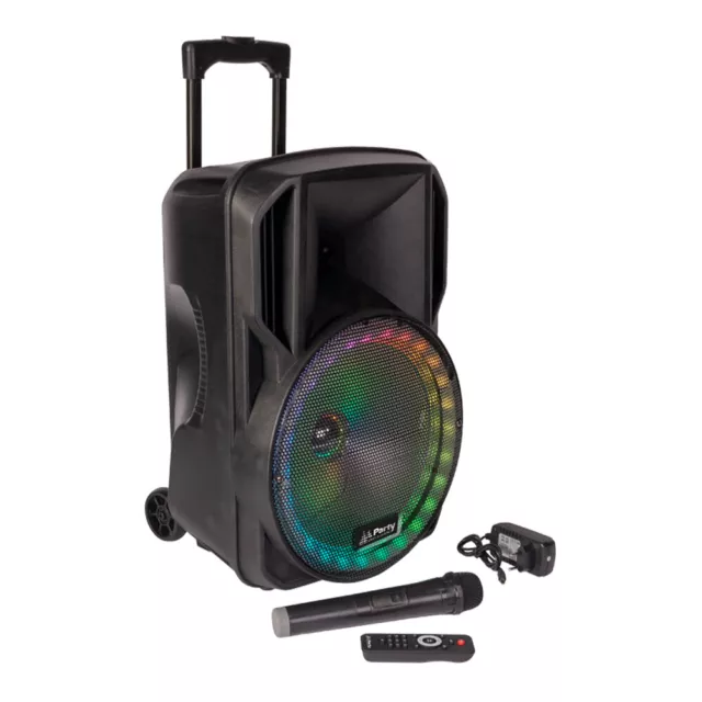 PLS PARTY-12RGB Battery PA Speaker Sound System Bluetooth + Wireless Microphone