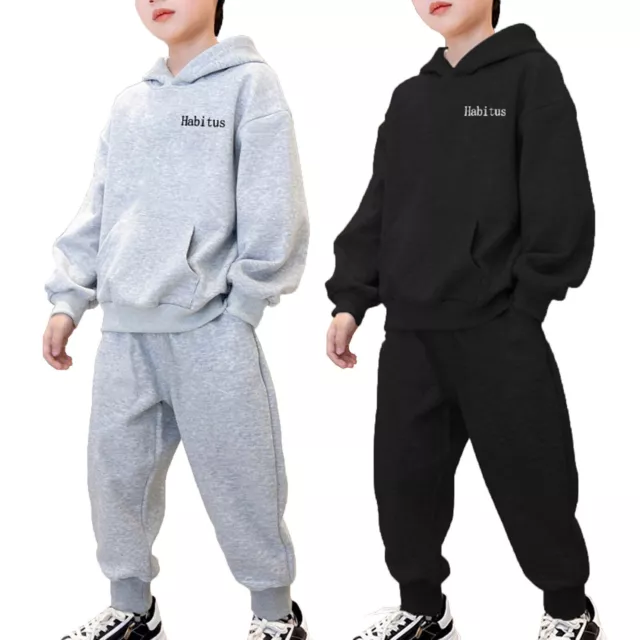 Kids Boys Hoodie With Sweatpants Long Sleeve Sports Outfit Breathable Casual