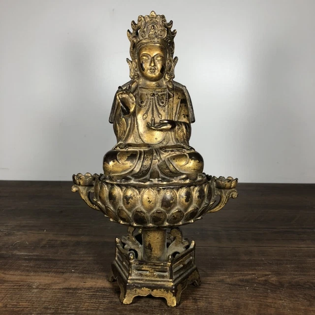 Chinese Exquisite Handmade Buddha Gilt Bronze Statue