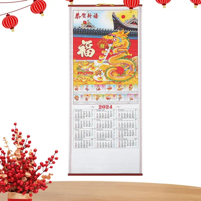 2024 New Year Scroll Zodiac Dragon Chinese Calendar Monthly  Dragon Calendar