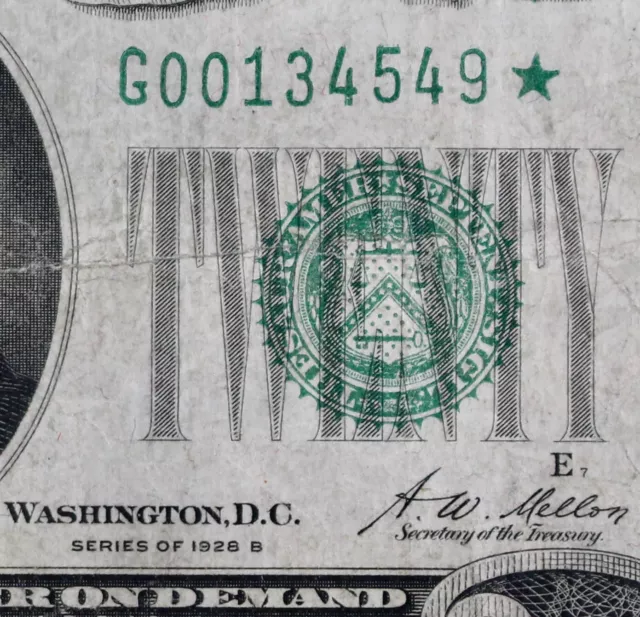 $20 1928B Star Federal Res. Note G00134549* series B, twenty dollar, Chicago