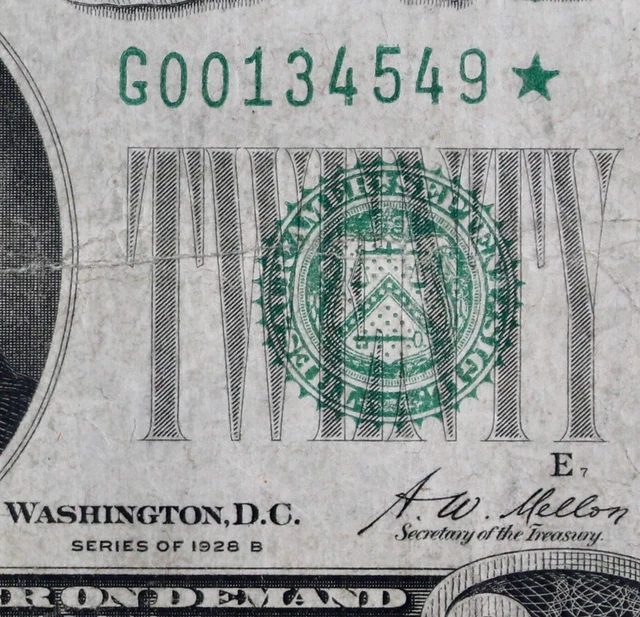 $20 1928B Star Federal Res. Note G00134549* series B, twenty dollar, Chicago