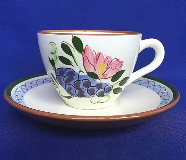 Stangl Fruit and Flowers Cup And Saucer Set Pattern Hand Painted Coffee Tea VTG