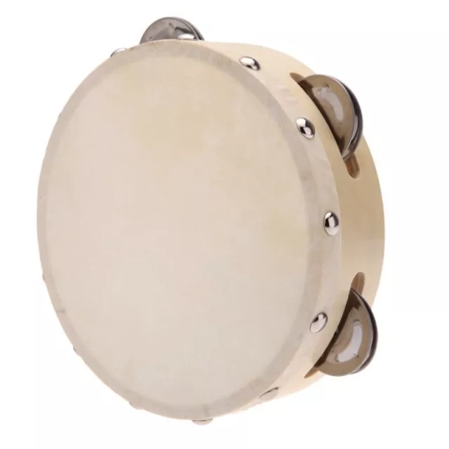 6in Hand Held Tambourine Drum Bell Metal Jingles Percussion Musical Toy for6626